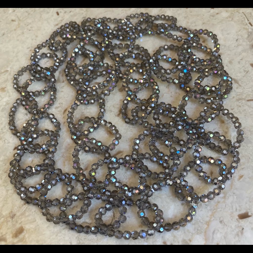 Zacasha Long, Crystal Beaded Chain Link Necklace